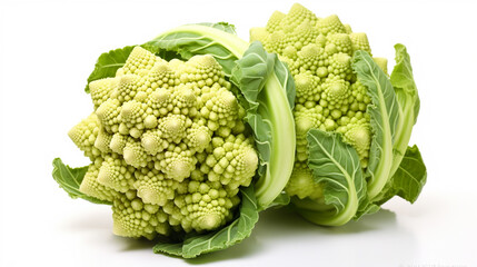 Romanesco broccoli cabbage or Roman Cauliflower isolated on white background with clipping path.