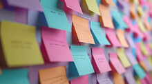  A Colorful Set Of Post It Notes On The Wall