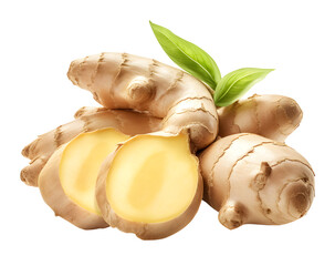 Wall Mural - fresh ginger, herb, PNG file, dicut on isolated background.
