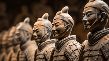 Terracotta Army Warriors In Xian, China. Generative AI.