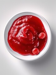 Wall Mural - Red jam in a white bowl