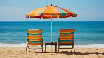 Sticker - umbrellas on the beach HD 8K wallpaper Stock Photographic Image 