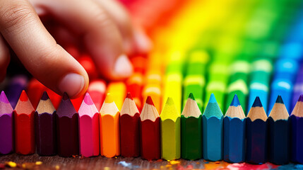 Sticker - hand with crayons HD 8K wallpaper Stock Photographic Image 