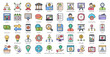 © Michael - Corporate Life Colored Line Icons Company Work Iconset in Filled Outline Style 50 Vector Icons