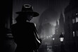 © Pippa - Monochrome film detective illustration women, black and white noir detective. AI generated