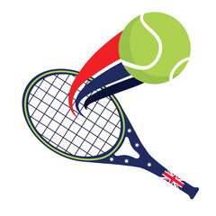 Poster - australia tennis racket and flying ball