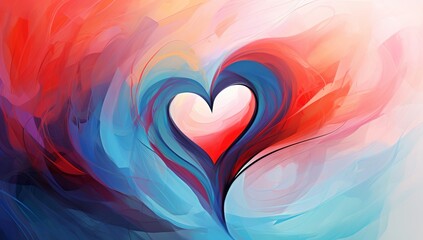 Wall Mural - A colorful and abstract heart art, in the style of smooth curves. Generative AI