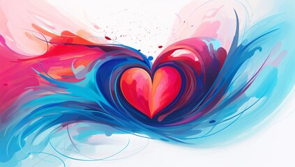 Wall Mural - A colorful and abstract heart art, in the style of smooth curves. Generative AI