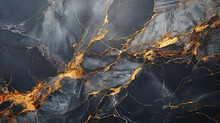 Elegant Textured Black Marble Background With Gold And White Patterns, Embodying Natural Dark Grey Marble Textures.