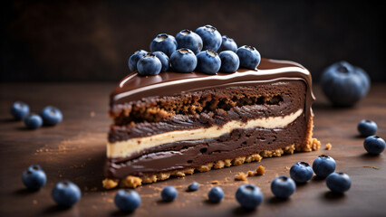 Wall Mural - chocolate cake with blueberries