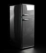 A Vintage Black and White Photo of a Classic Refrigerator