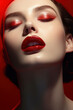 © VICHIZH - Skin woman female glamour beauty red model face lipstick woman background lips makeup fashion