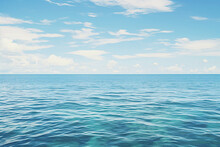 Calm Sea With A Clear Blue Sky Horizon