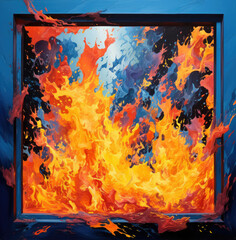 A Captivating Painting of a Fiery Blaze