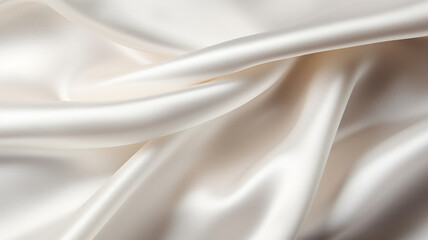 Wall Mural - white silk, silver silky fabric, satin cloth, pearl and nacre color, close-up picture of a piece of cloth, waves of fabric, fashion, luxury fabric, background texture, fabric texture,