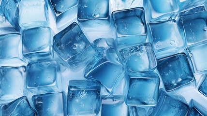 Wall Mural - Ice cube for cold beverage, background and pattern of ice cubes, ice cold and snow, Ice concept for drinks, melting ice cubes in a puddle of water