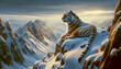 Siberian tiger lying on snow ridge