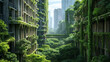 Perfect harmony of natural world with urban structures in green city, AI Generated