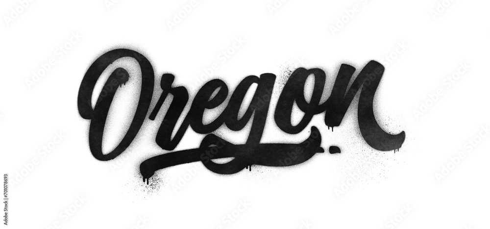 Oregon state name written in graffiti-style brush script lettering with ...