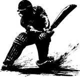 Fototapeta  - silhouette of a person playing cricket.