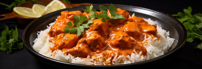 Wall Mural - chicken tikka masala curry with naan