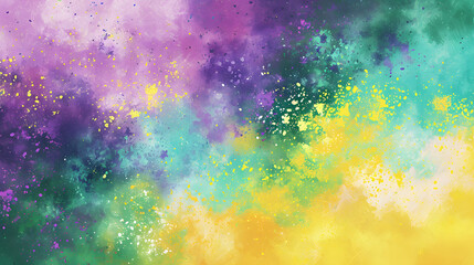Mardi Gras Digital Watercolor Background Abstract Splash Colorful Art