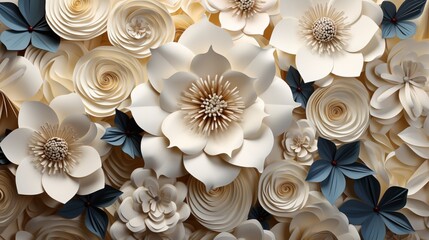 Wall Mural - abstract background with white paper flowers.