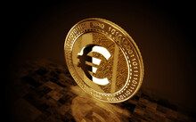 Euro EUR Cryptocurrency Golden Coin 3d Illustration