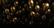 black and gold balloons birthday celebration holiday on black background