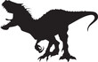 Vector silhouette of a velociraptor dinosaur predator from jurasic