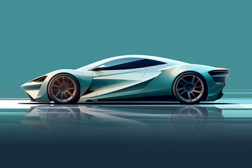 Wall Mural - Futuristic Prototype Turquoise Sports Car