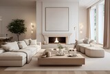 Fototapeta Panele - Artfully arranged modern classic minimalist living space with carefully chosen decor, creating a harmonious and sophisticated atmosphere