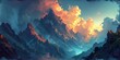 Surreal Mountain Peaks with Ethereal Clouds Digital Art