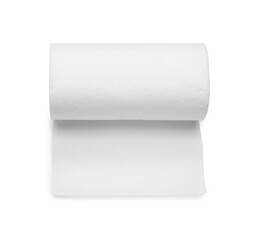 Sticker - One roll of paper towels isolated on white, top view