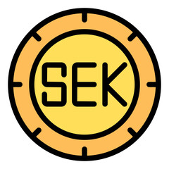 Swedish Krona Colored Outline Icon Design Vector
