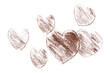 Pencil drawn brown heart isolated on transparent background.