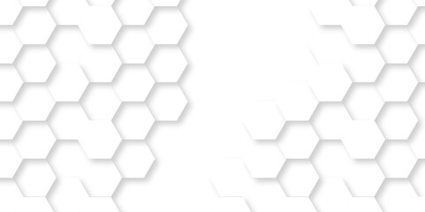 Seamless pattern with hexagon. White Hexagonal Background. Luxury honeycomb grid White Pattern. Vector Illustration. 3D Futuristic abstract honeycomb mosaic white background. geometric mesh cell text.