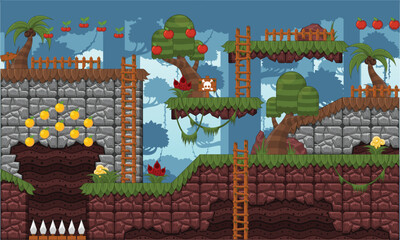 Wall Mural - Jungle Video Game Tile Set