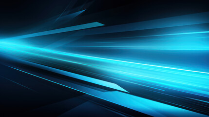 Wall Mural - abstract background with blue glowing neon lines, ai generative