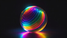 Glass Ball With Rainbow In It, Crystal, Spinning, Spiral, Light, Colorful