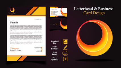 Creative letterhead and business card design with minimalist logo vector template