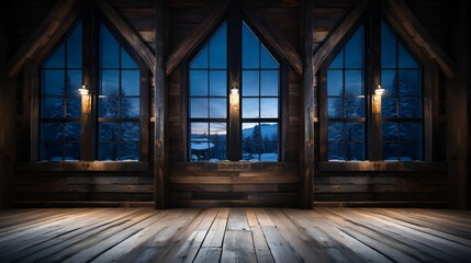 Wall Mural - Empty log cabin - Wall lighting - design and decor. - stylish interior