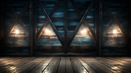 Wall Mural - Empty log cabin - Wall lighting - design and decor. - stylish interior 