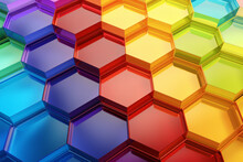 Octagonal Abstract Texture Background In Rainbow Colors.