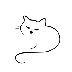 Sticker - Cat Line Vector Illustration 