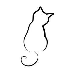 Sticker - Cat Line Vector Illustration 