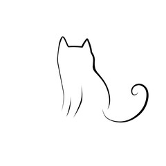 Sticker - Cat Line Vector Illustration 