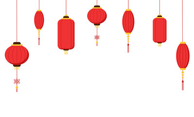 Red Chinese lantern card decoration gong xi fa cai lunar year illustration