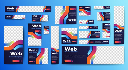 Wall Mural - set of promotion kit banner template design with modern and minimalist concept user for web page, ad