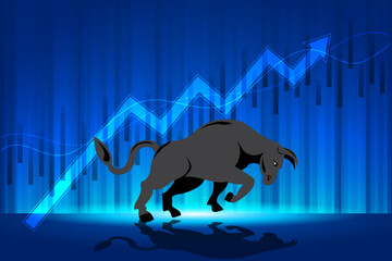 Wall Mural - bull stock market profit vector